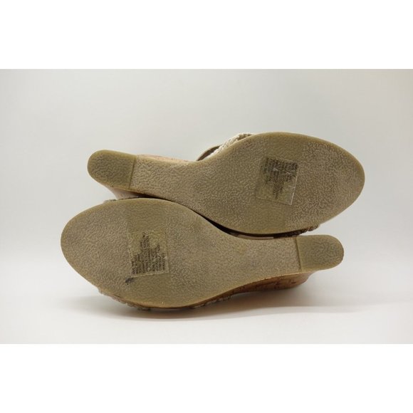 Mudd Beige Woven Casual Buckle Platform Wedge Heel Sandals Shoes Women's 10 M - Picture 4 of 11